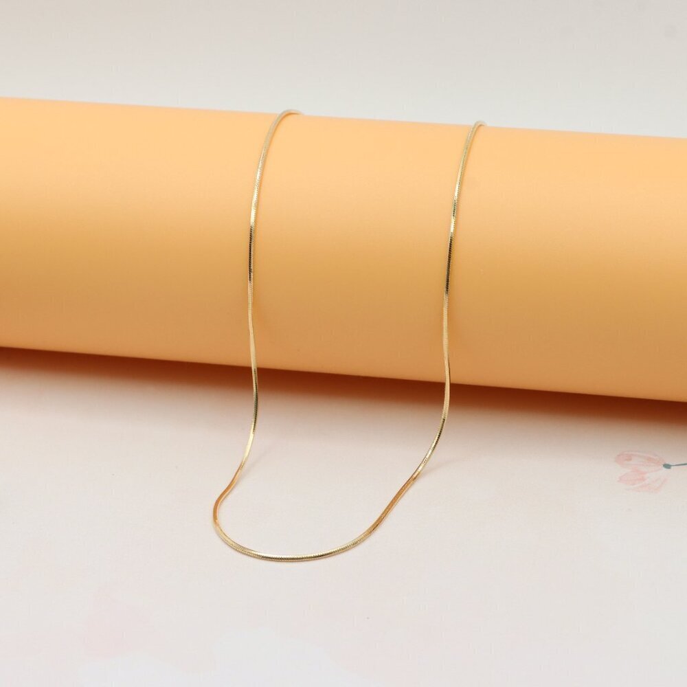 Sleek Herringbone Rose Gold Chain Necklace, XPNL0214